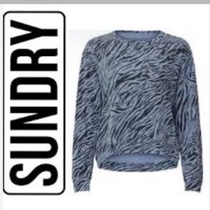 Sundry zebra print pullover sweatshirt